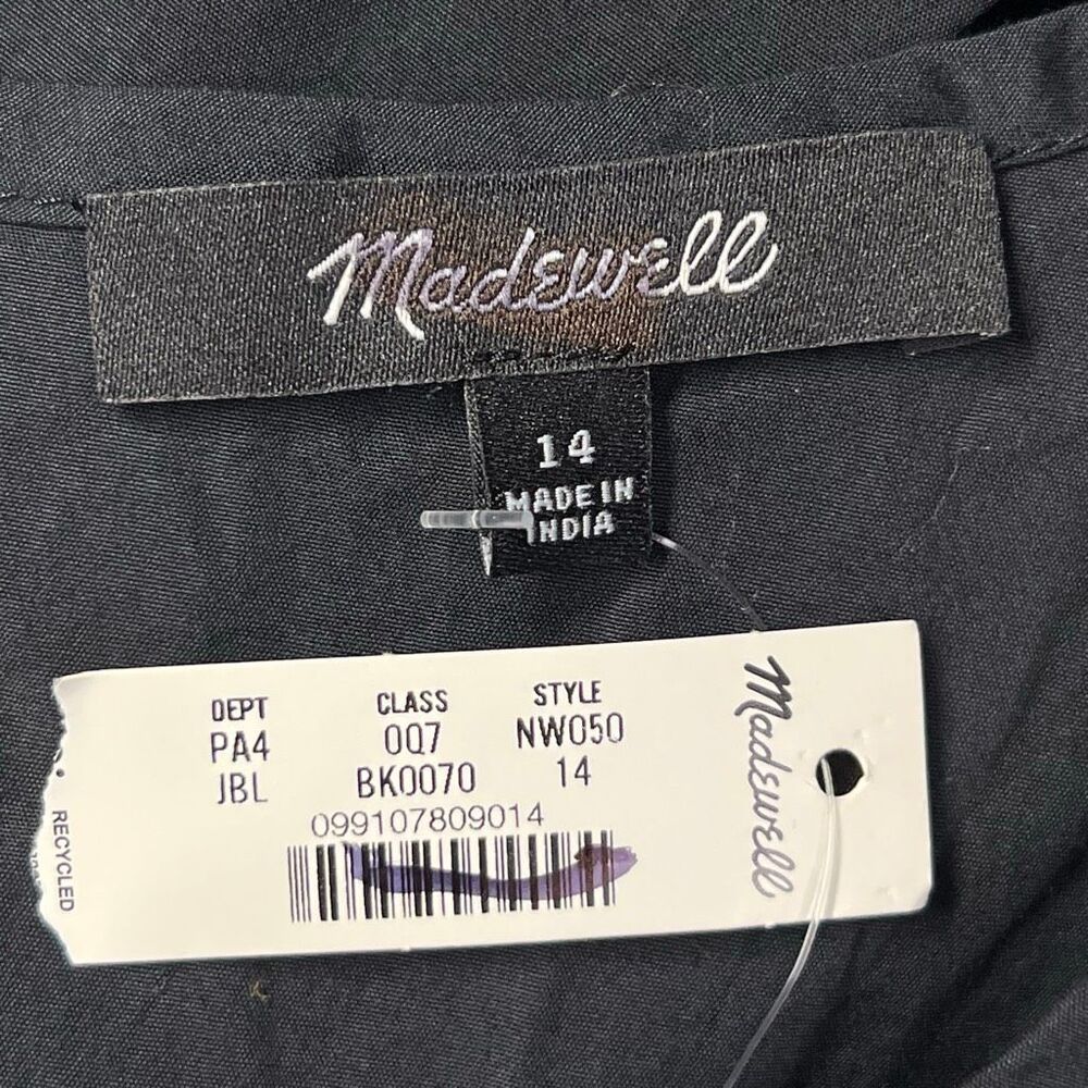 Madewell V-Neck Circle Midi Dress Jet Black Size 14 NWT - Picture 9 of 11